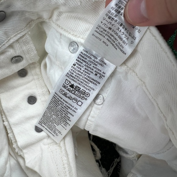 Levi's 501 White Cutoff Shorts Denim Jeans Button Fly 28x2.5" Pink Blue Dye - Picture 6 of 10